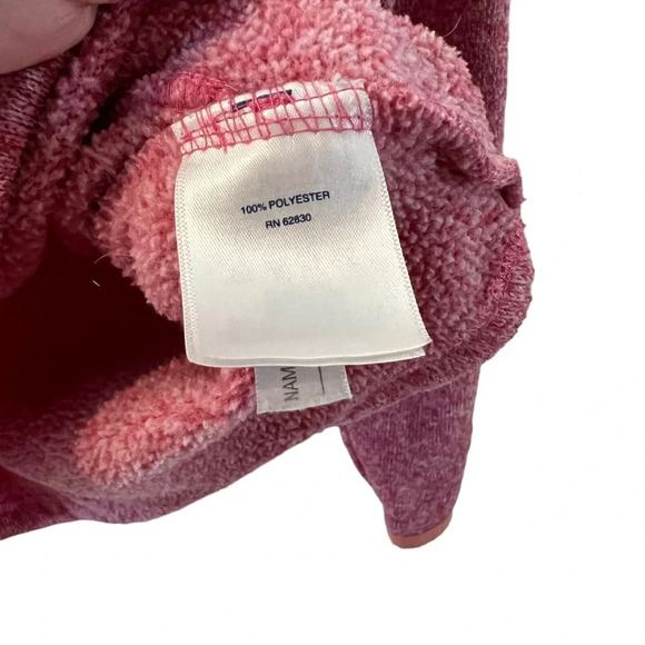 Lands End Girls Quarter Zip Pullover Sweater Small 7-8 Marled Pink Orange Trim - Picture 5 of 6